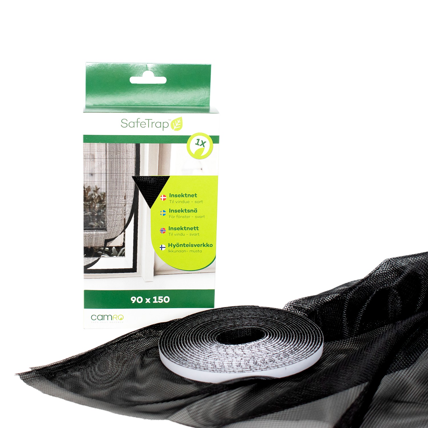 SafeTrap Insektnet til vindue, 90x150, sort