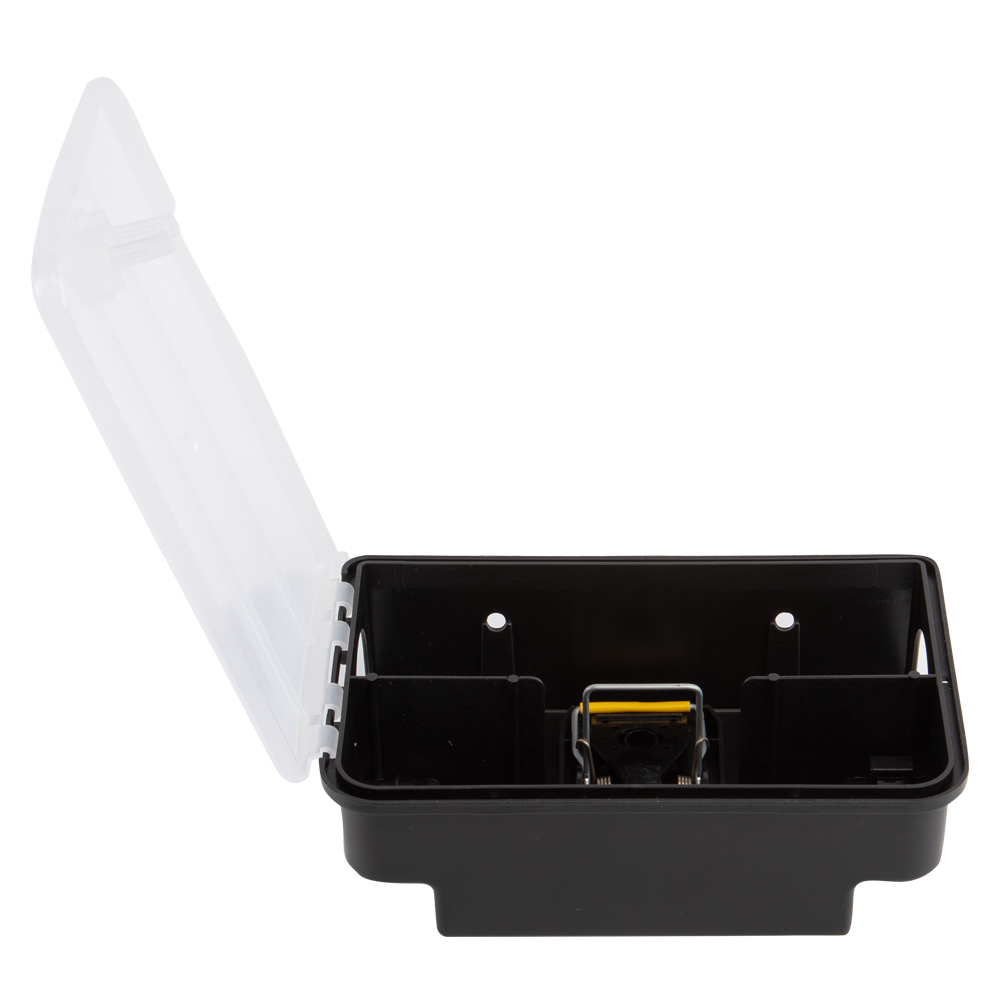 Side-åbnet tunneldepot mod Rotter, sort med transparent låg