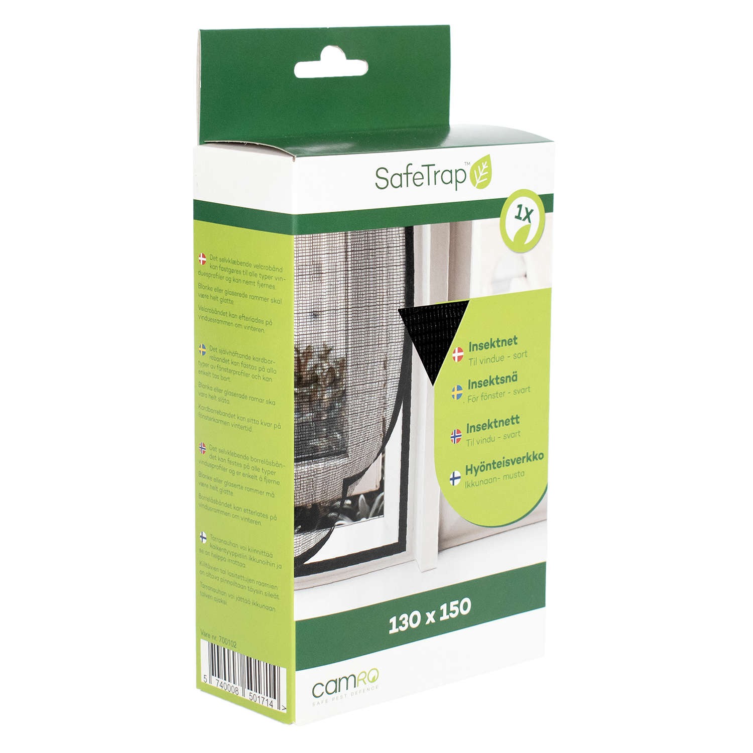 SafeTrap Insektnet til vindue, 130x150, sort SafeTrap Insektnet til vindue, 130x150, sort