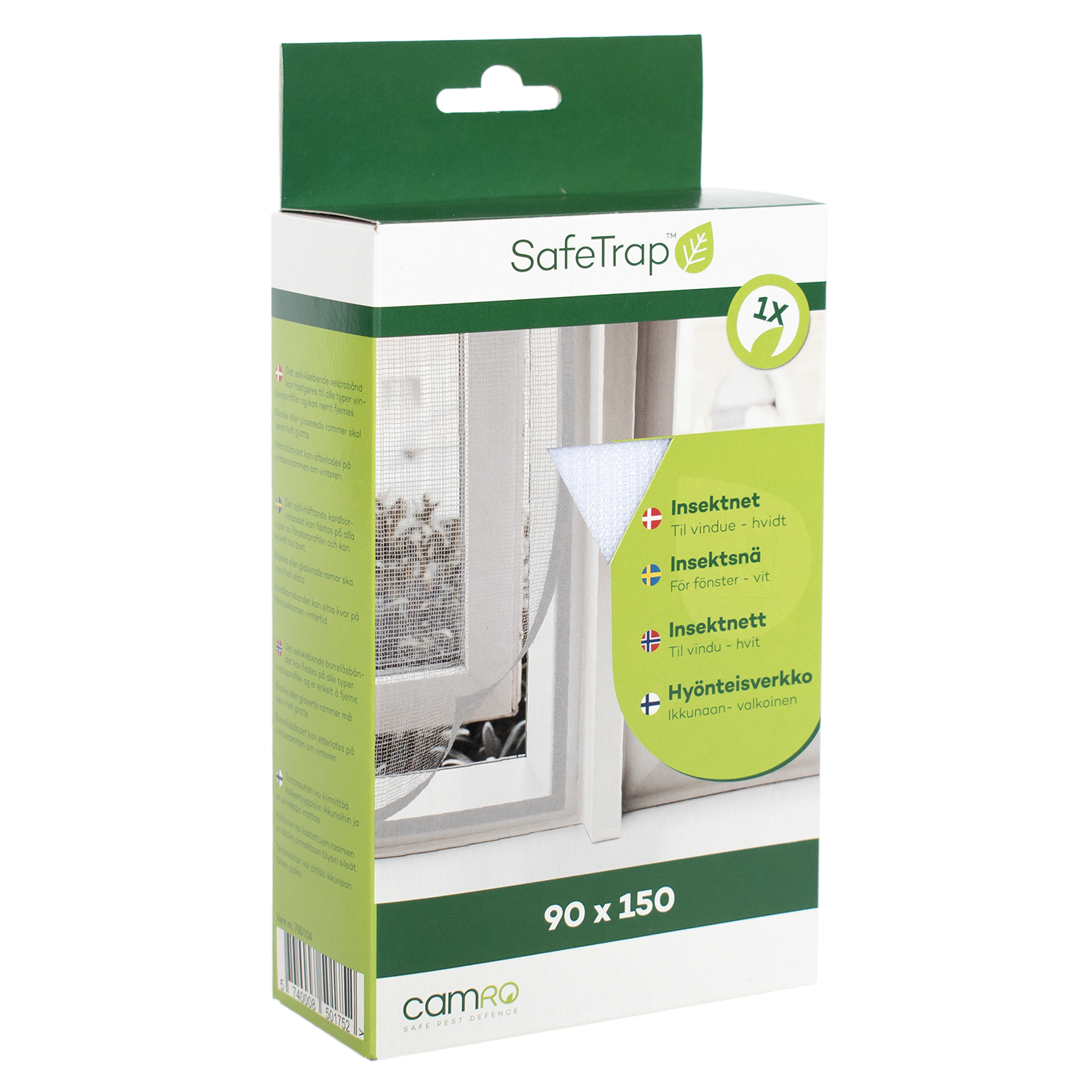 SafeTrap Insektnet til vindue, 90x150, hvid