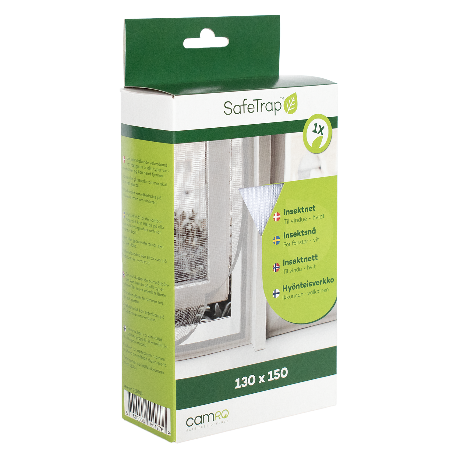 SafeTrap Insektnet til vindue, 130x150, hvid SafeTrap Insektnet til vindue, 130x150, hvid